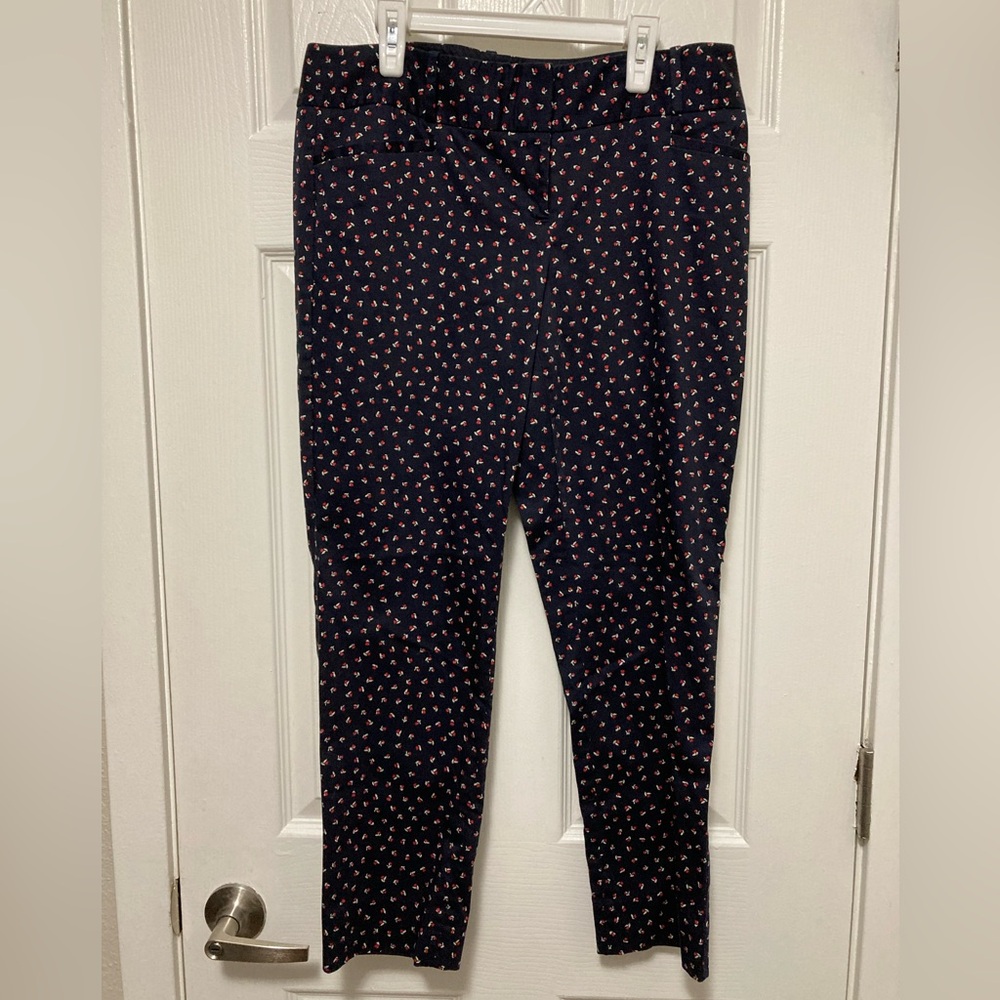 The Limited Navy Ditsy Floral Print Chino Size 8 Trouser Pants #Q